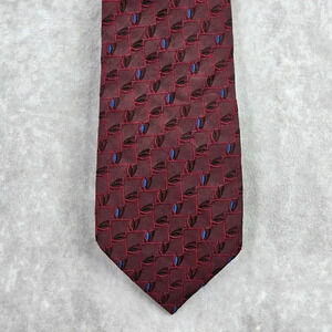 Austin Reed Red Blue Geometric‎ Silk England Men's Neck Tie NWOT